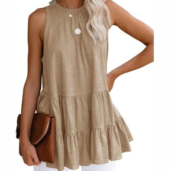 Sleeveless Tiered Ruffle Tunic Top – Chic & Flowy - Picture 5 of 6